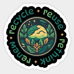 recycle, reuse, rethink, renew Sticker